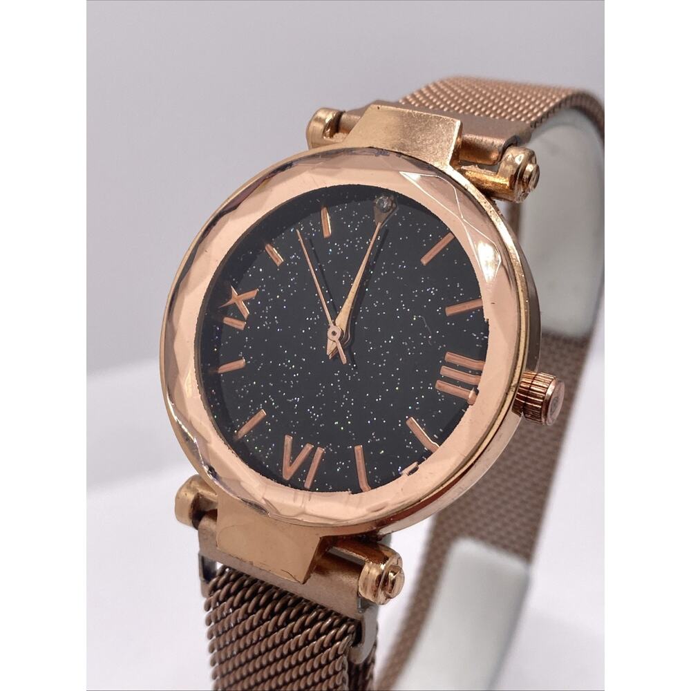 Womens Galaxy Stars Rose Gold Quartz Watch New Battery